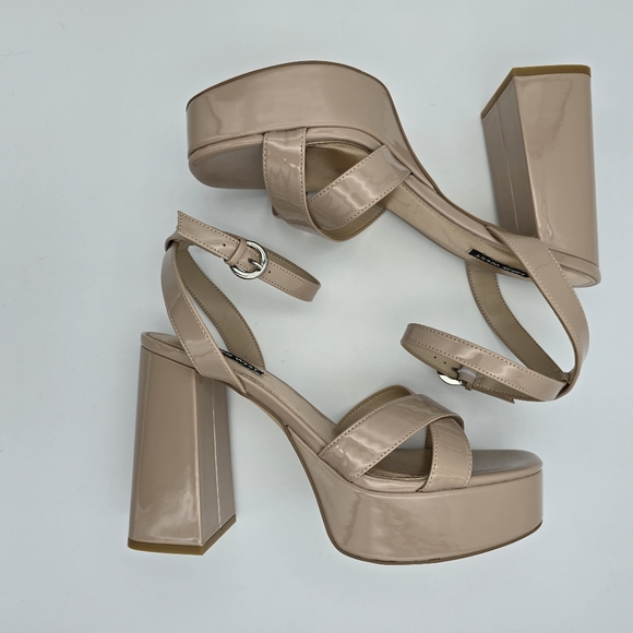 Nine West Joya3 Block Heel Ankle Strap Sandals, Nude, like-new, Size 9M - Picture 16 of 16